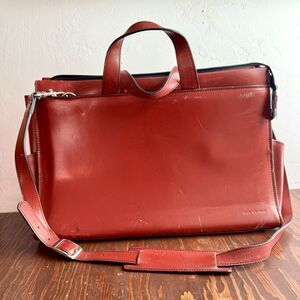 Classic JACK GEORGES Red Italian Leather Laptop Shoulder Bag Briefcase Tote
